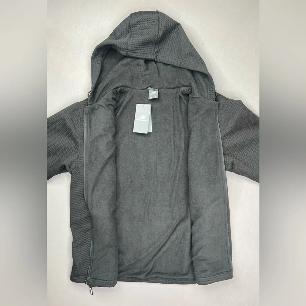 NEW BALANCE QUILT KNIT FULL ZIP HOODED FLEECE LINED JACKET